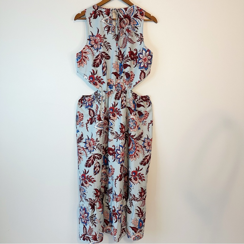 NWT RHODE Target Cut Out Midi Dress Floral Paisley Island Blue Pockets, Large - Picture 10 of 16